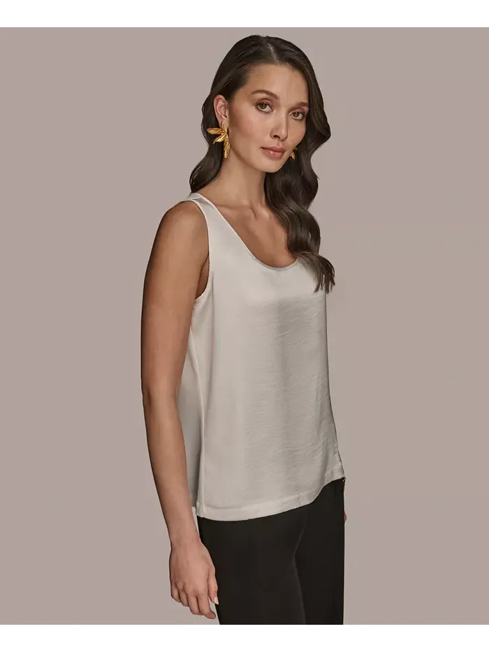 Женская атласная майка с круглым вырезом Donna Karan New York — изображение 3 из 6, бежевый