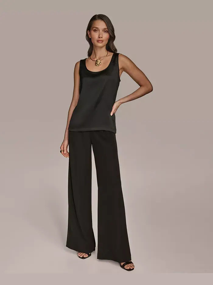 Женская атласная майка с круглым вырезом Donna Karan New York — изображение 6 из 6, бежевый