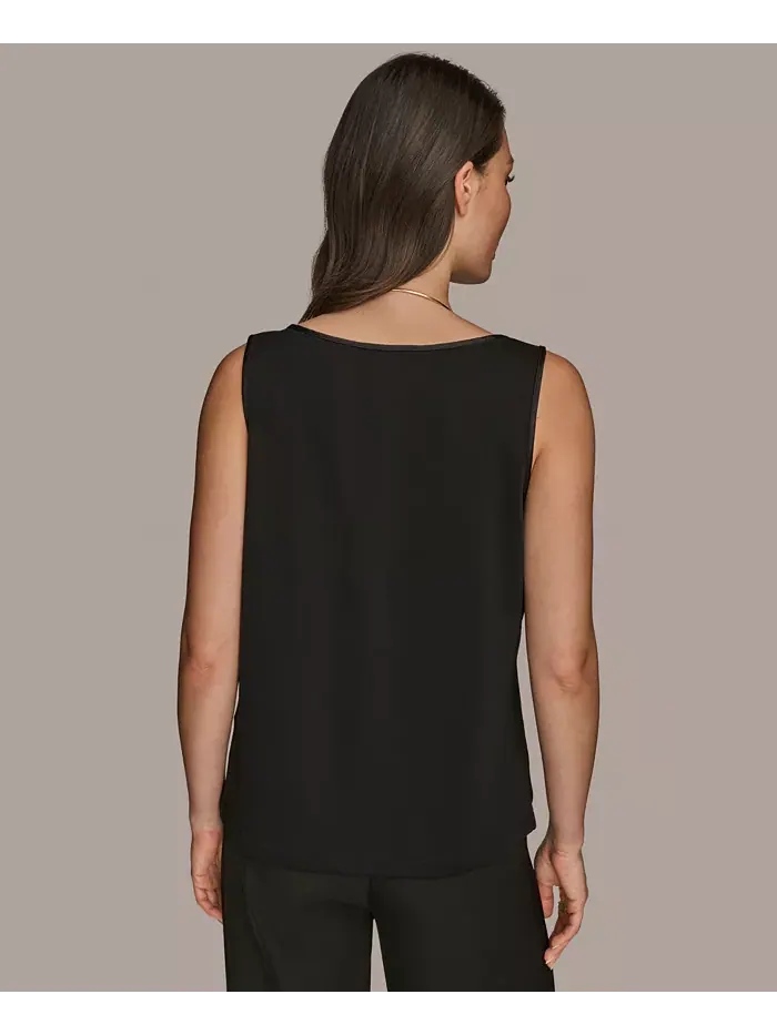 Женская атласная майка с круглым вырезом Donna Karan New York — изображение 2 из 4, черный