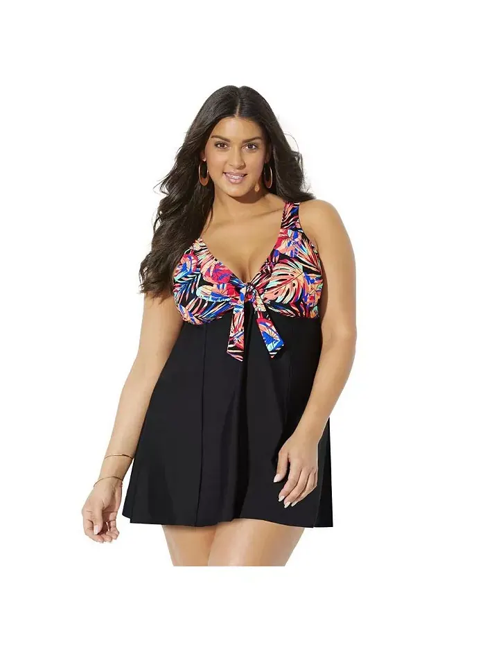 Женское купальное платье с запахом и V-образным вырезом Swimsuits for All — изображение 1 из 2