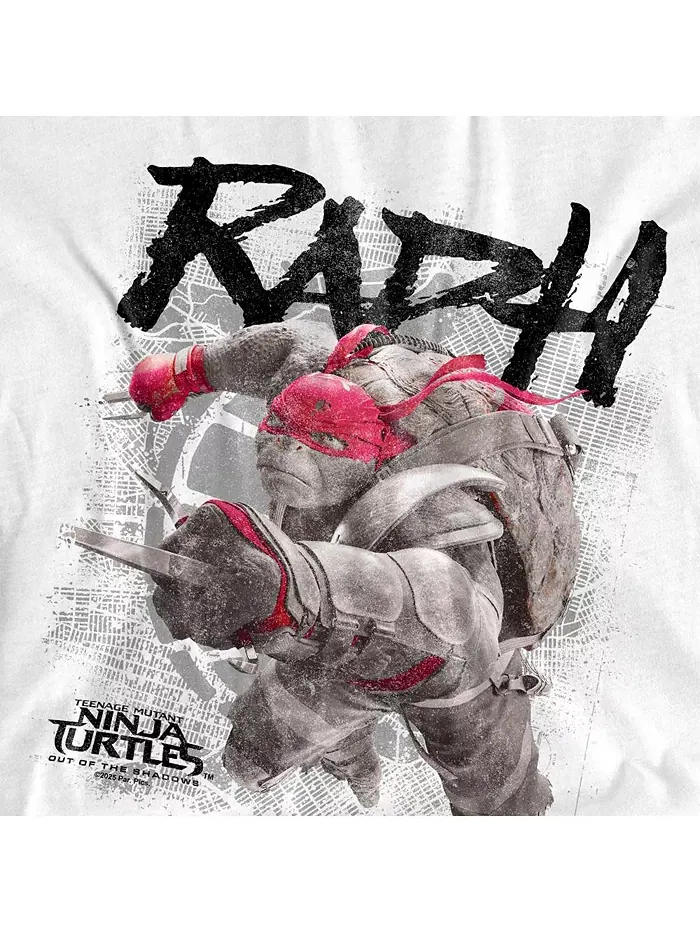 Мужская футболка Raphael Out Of The Shadows с принтом прыжка Teenage Mutant Ninja Turtles — изображение 2 из 3, белый
