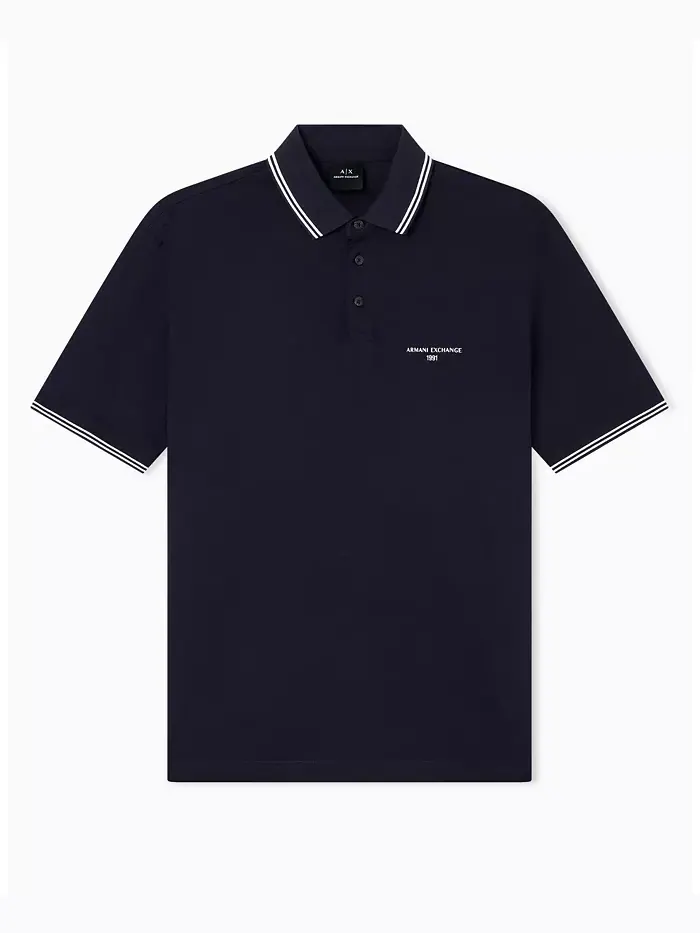 Мужская поло с джерси воротником и контрастной отделкой A|X Armani Exchange — изображение 5 из 5, синий