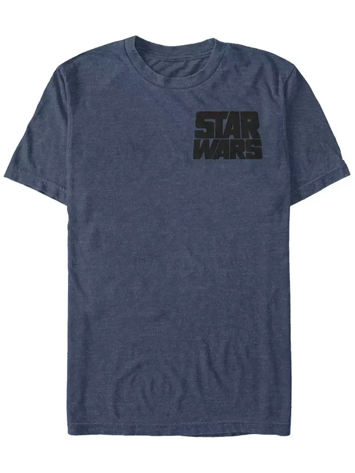 Футболка мужская с коротким рукавом Star Wars Text Left Chest Logo Fifth Sun — изображение 1 из 1, темно-синий