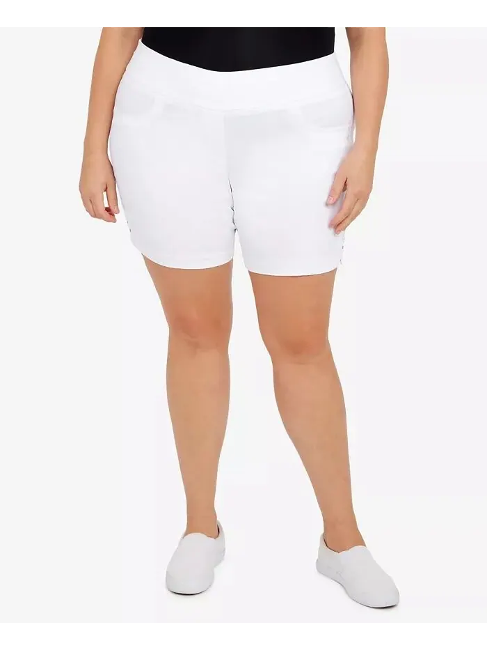 Шорты Plus Size Essentials однотонные из технической ткани с эластичным поясом HEARTS OF PALM