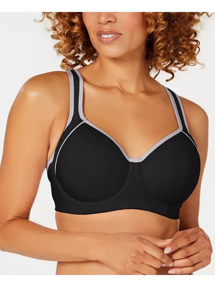 Женский бюстгальтер Contour Sport с контрастной отделкой 853302 Wacoal — изображение 1 из 18, черный/серый