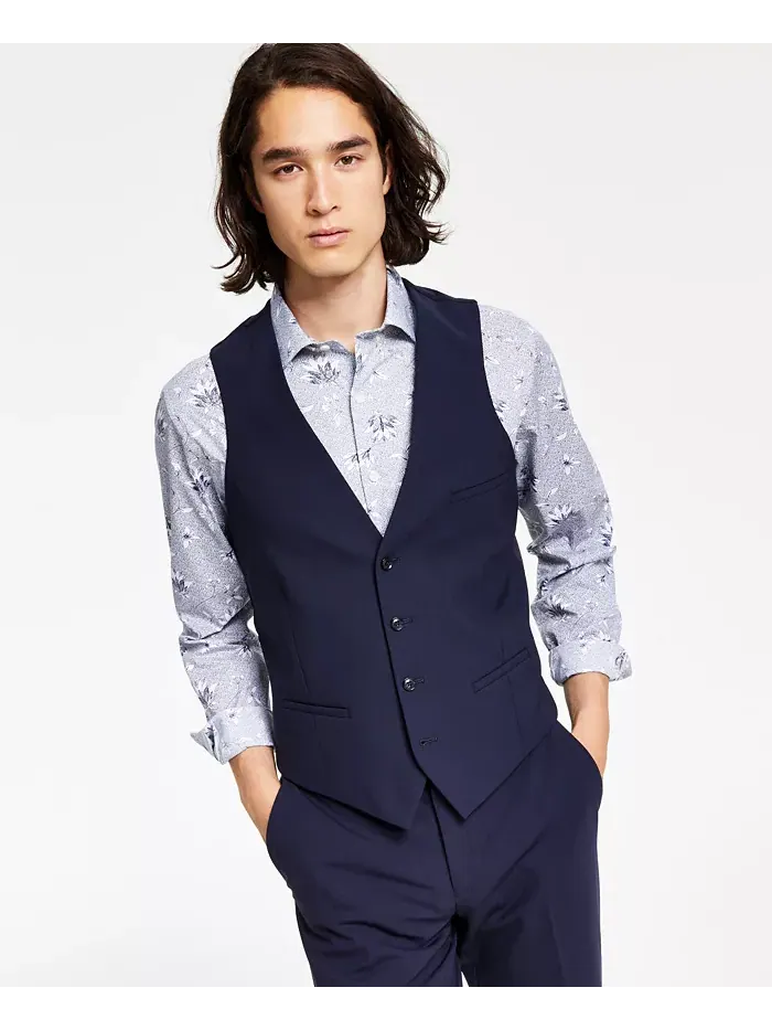 Мужской жилет из шерсти, Slim-Fit Bar III — изображение 1 из 1, темно-синий