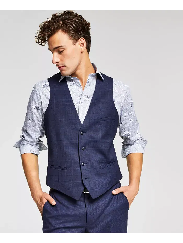 Мужской жилет из шерсти, Slim-Fit Bar III — изображение 2 из 3, темно-синий