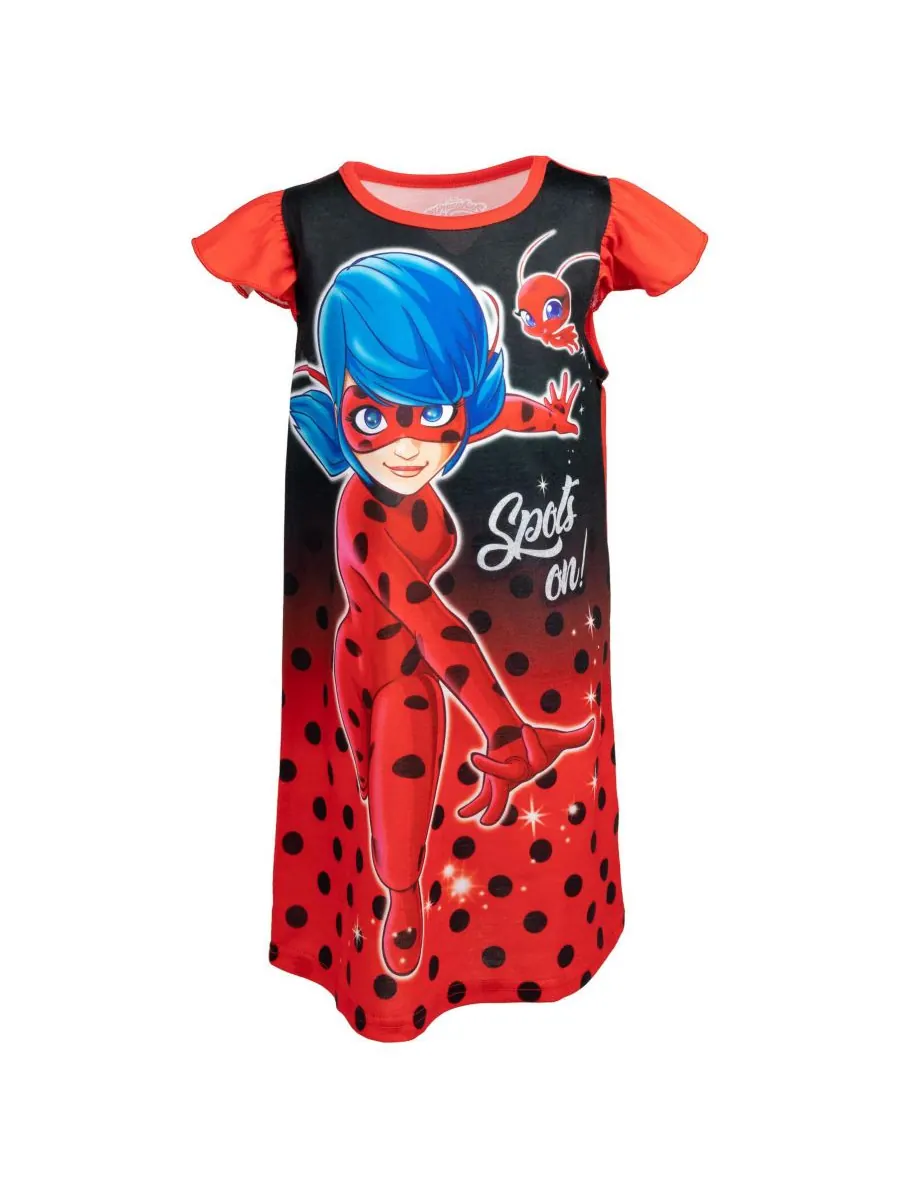 Ночная рубашка-пижама для девочек в виде божьей коровки Miraculous — красный