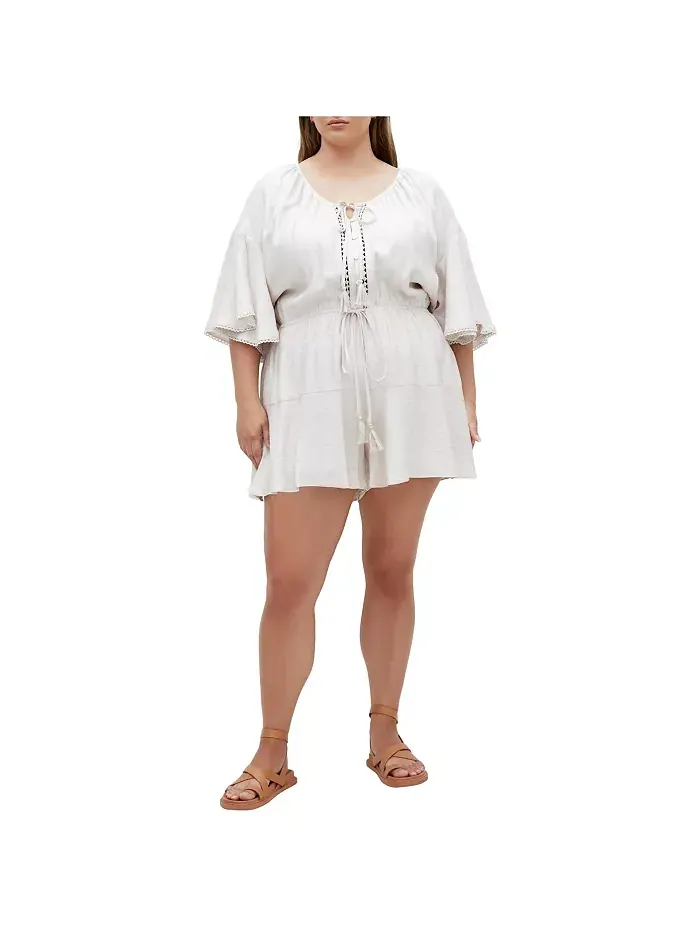 Комбинезон Harlow Lace Plus Size CITY CHIC — изображение 1 из 2, овсяный