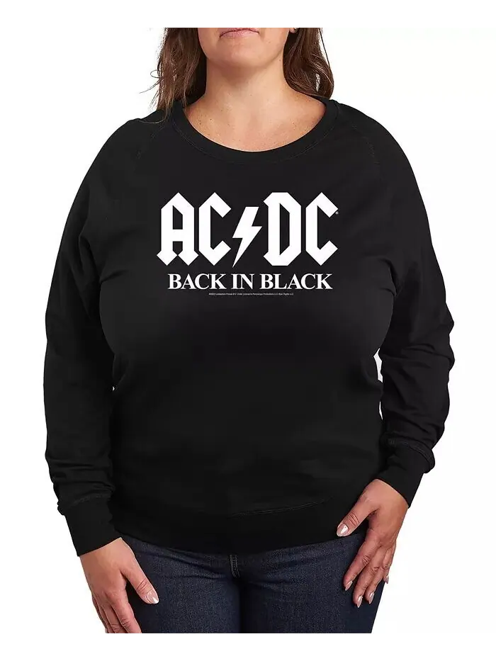 Большой размер ACDC Logo Back в черном графическом пуловере Hybrid Apparel — изображение 1 из 3, черный