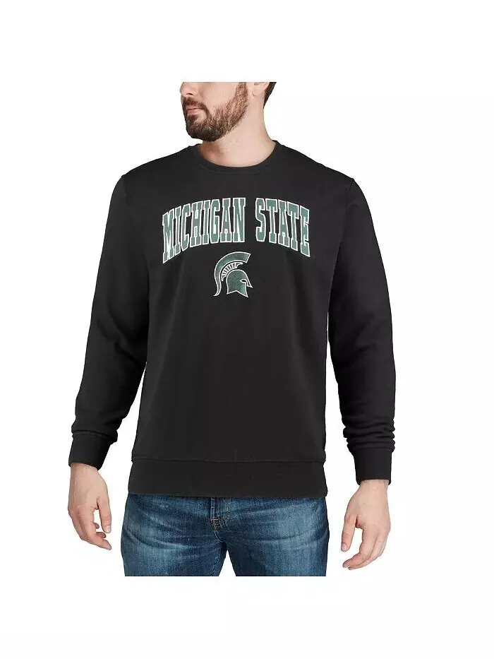 Мужская толстовка Michigan State Spartans с круглым вырезом и аркой и логотипом Colosseum — изображение 4 из 7, черный