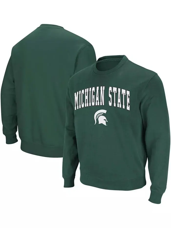 Мужская толстовка Michigan State Spartans с круглым вырезом и аркой и логотипом Colosseum — изображение 1 из 7, зеленый