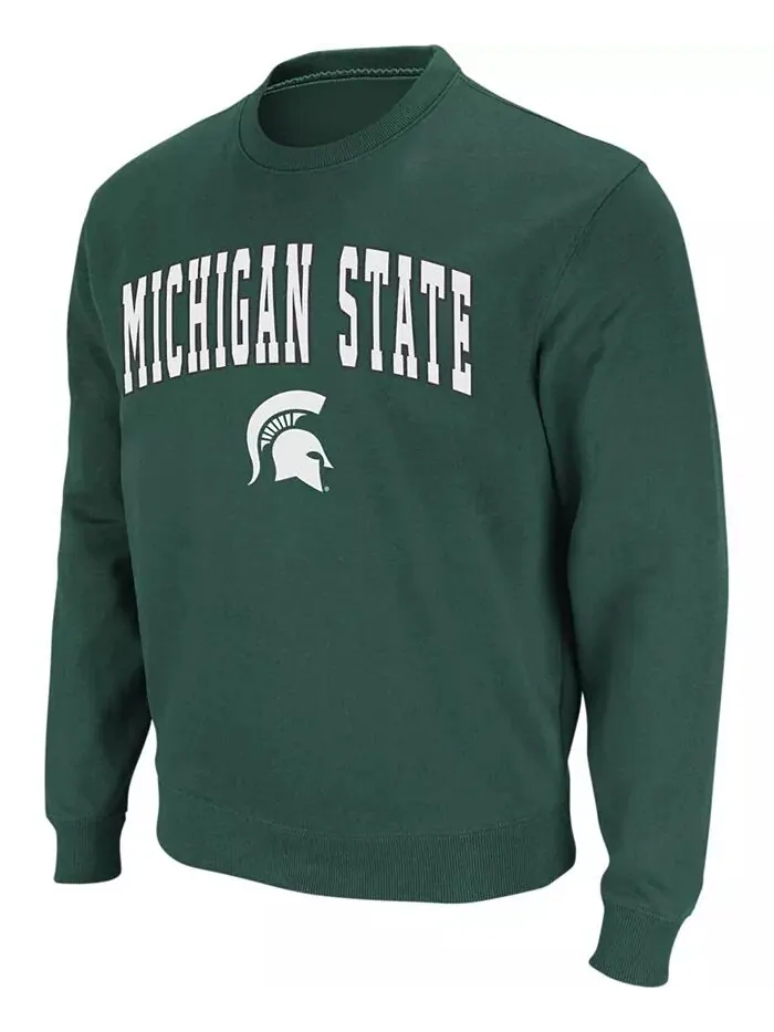Мужская толстовка Michigan State Spartans с круглым вырезом и аркой и логотипом Colosseum — изображение 2 из 7, зеленый