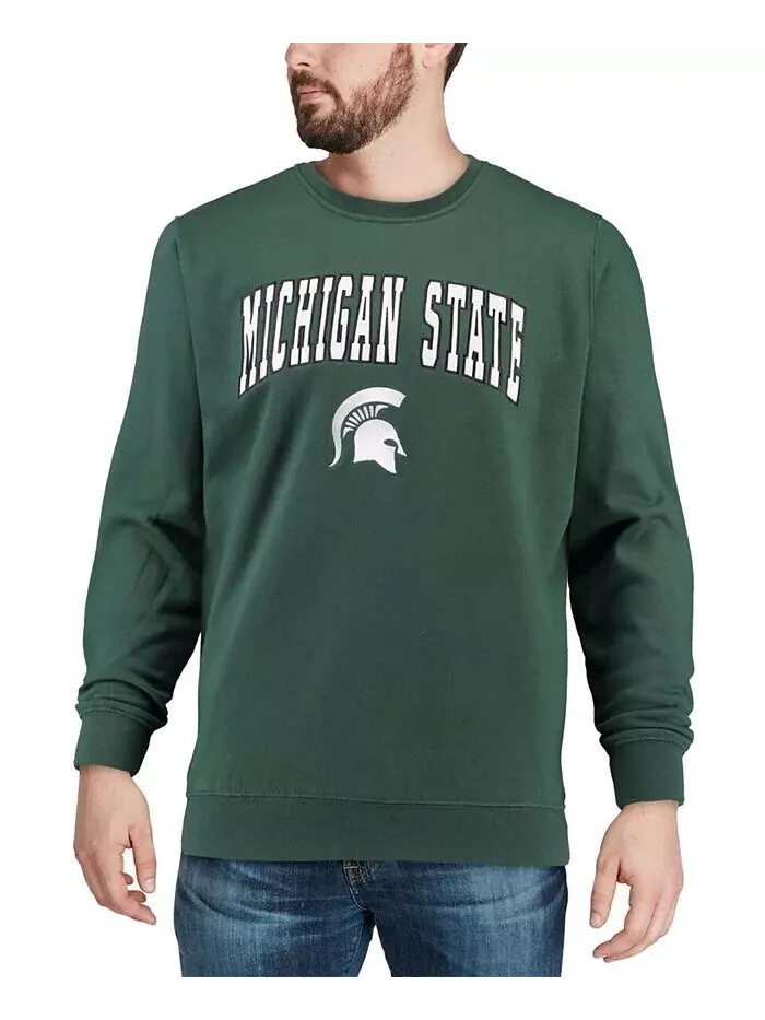 Мужская толстовка Michigan State Spartans с круглым вырезом и аркой и логотипом Colosseum — изображение 4 из 7, зеленый