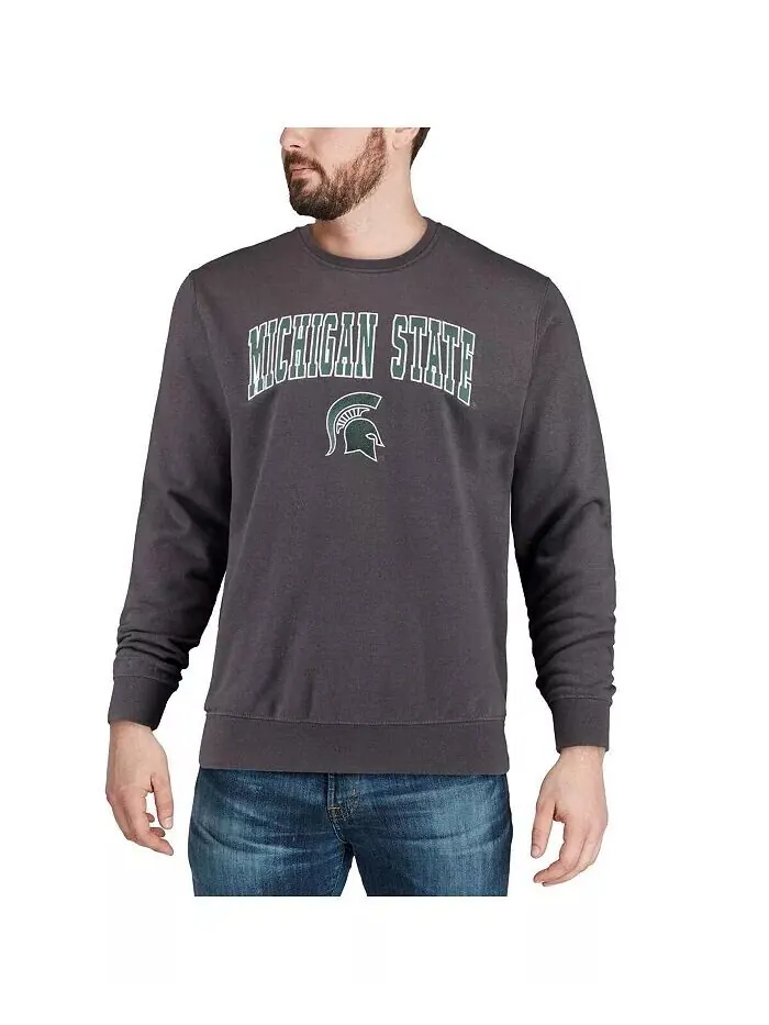 Мужская толстовка Michigan State Spartans с круглым вырезом и аркой и логотипом Colosseum — изображение 5 из 7, зеленый