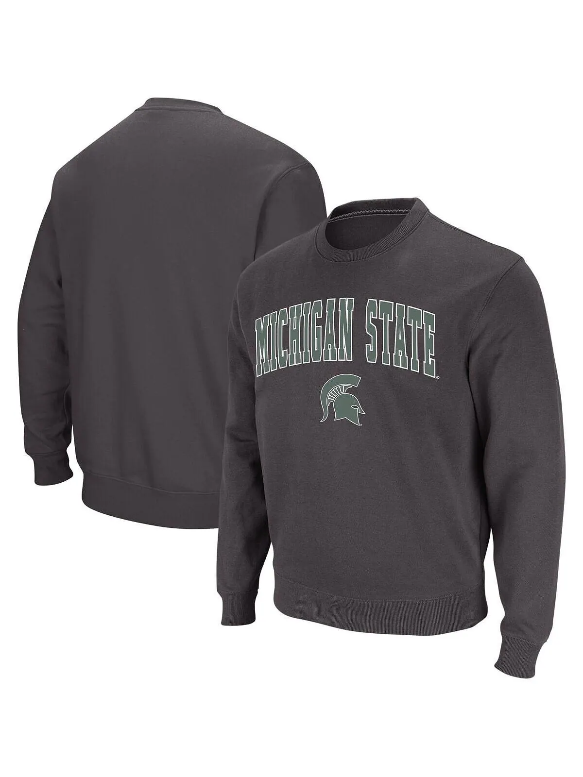 Мужской темно-серый свитшот с круглым вырезом Michigan State Spartans Arch и логотипом Colosseum — изображение 4 из 4