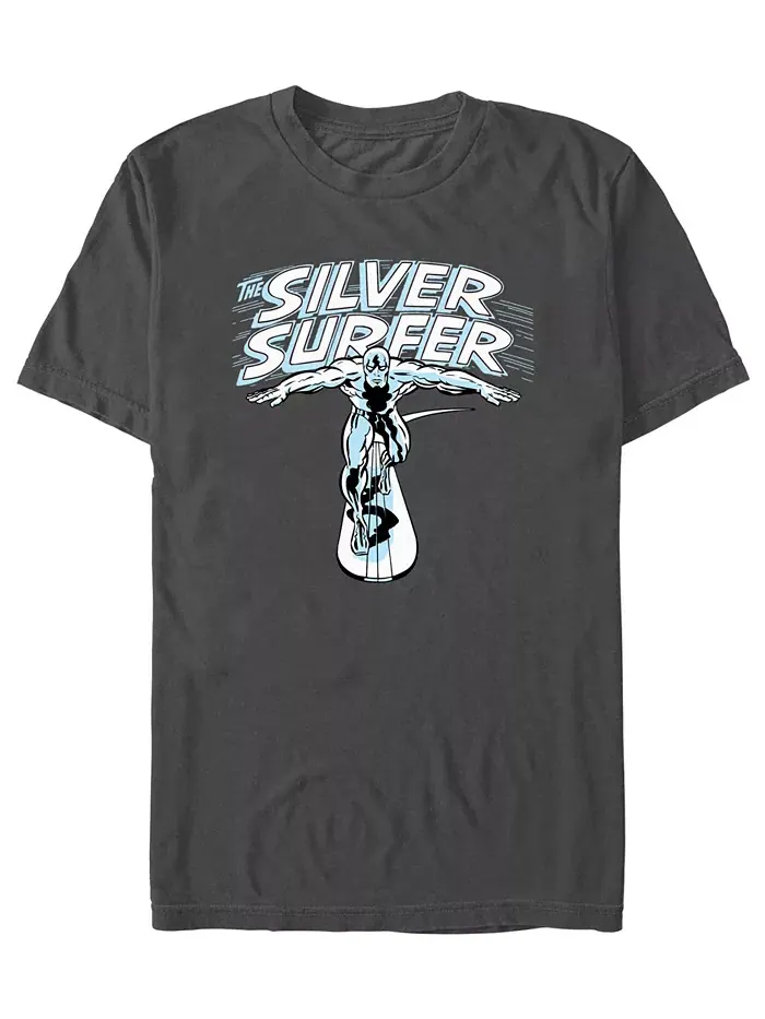 Мужская футболка с коротким рукавом Silver Surfer Wordmark Fifth Sun — изображение 1 из 3, темно-серый
