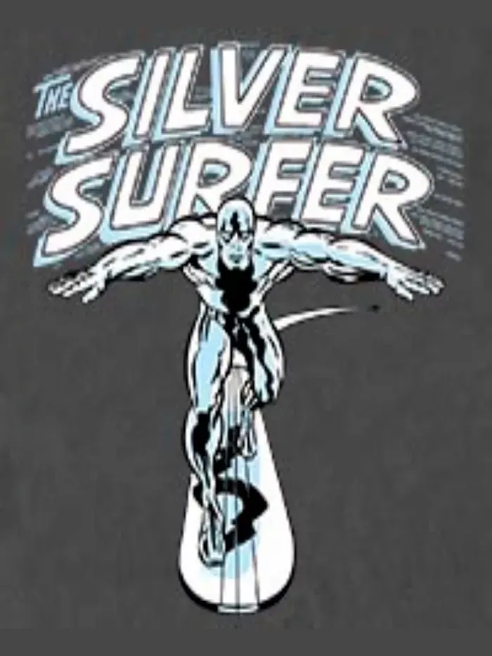 Мужская футболка с коротким рукавом Silver Surfer Wordmark Fifth Sun — изображение 3 из 3, темно-серый