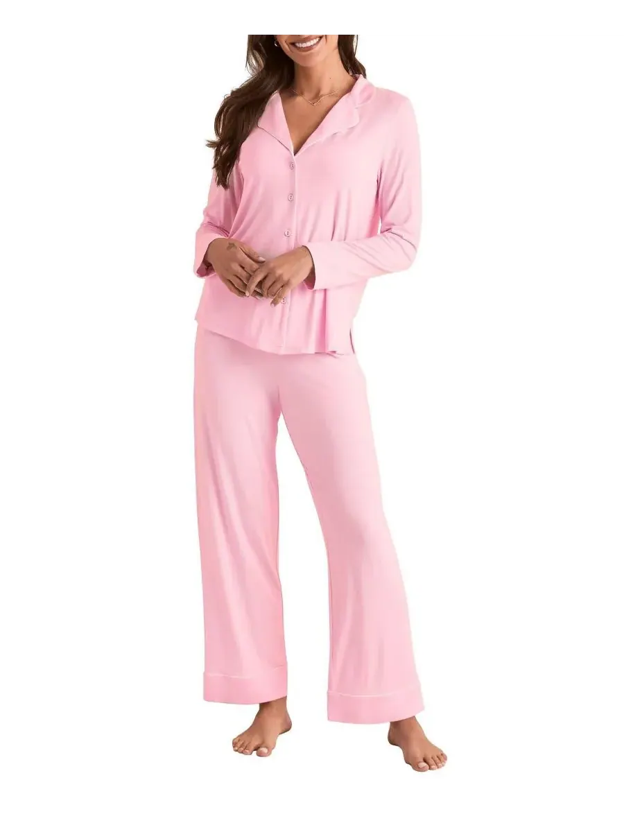 Женский пижамный комплект: топ с длинными рукавами и брюки Adore Me — изображение 1 из 3, розовый