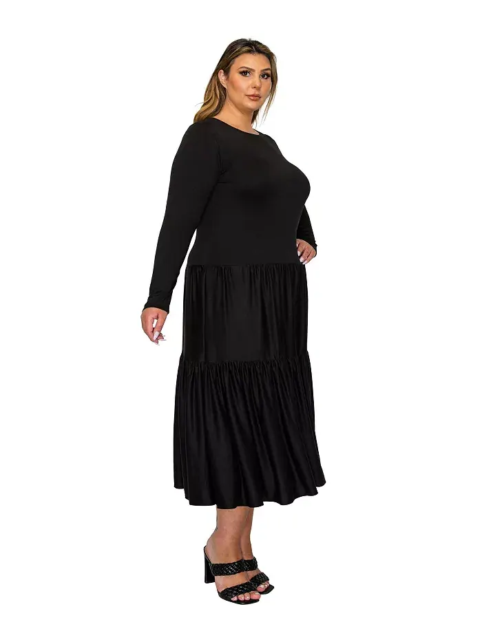 Платье-миди Eliana Plus Size с ярусами L I V D — изображение 2 из 3, черный