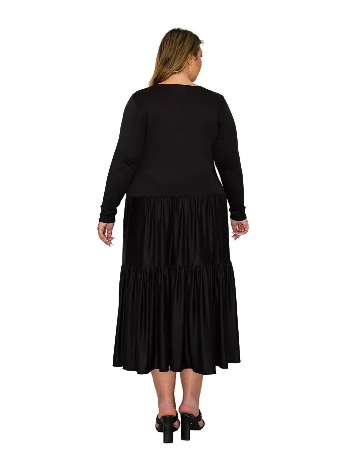 Платье-миди Eliana Plus Size с ярусами L I V D — изображение 3 из 3, черный