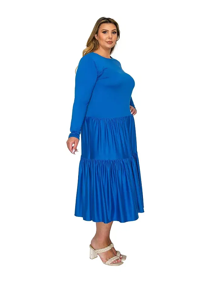 Платье-миди Eliana Plus Size с ярусами L I V D — изображение 2 из 3, королевский