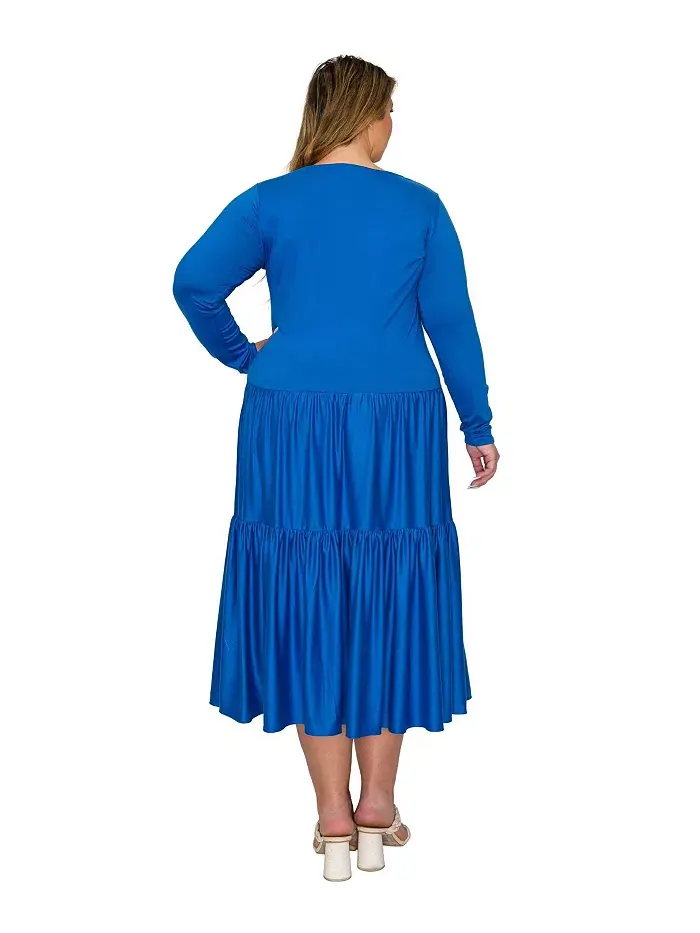 Платье-миди Eliana Plus Size с ярусами L I V D — изображение 3 из 3, королевский