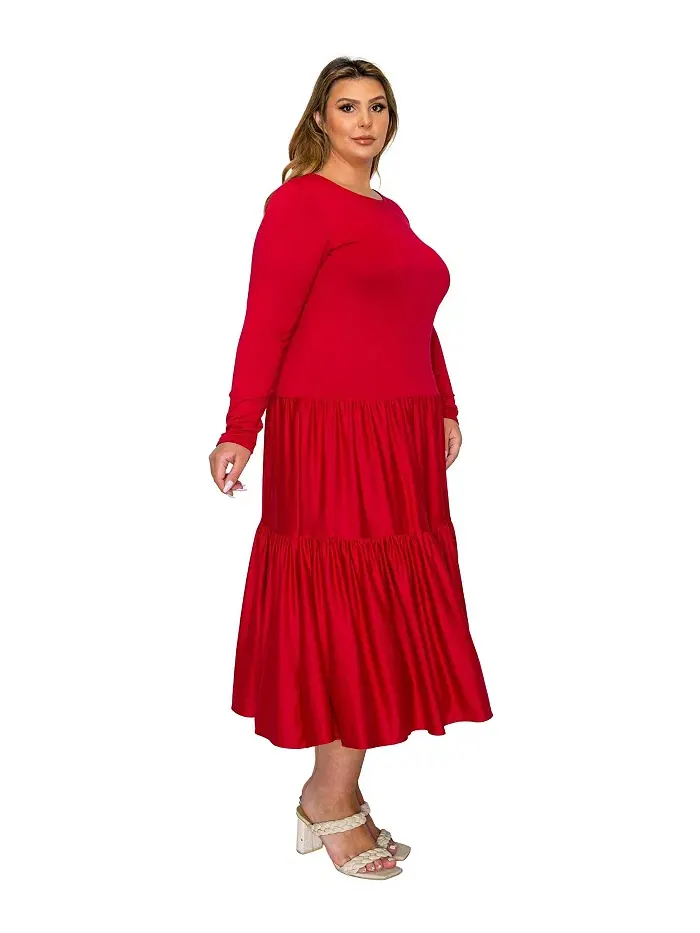 Платье-миди Eliana Plus Size с ярусами L I V D — изображение 3 из 3, красный