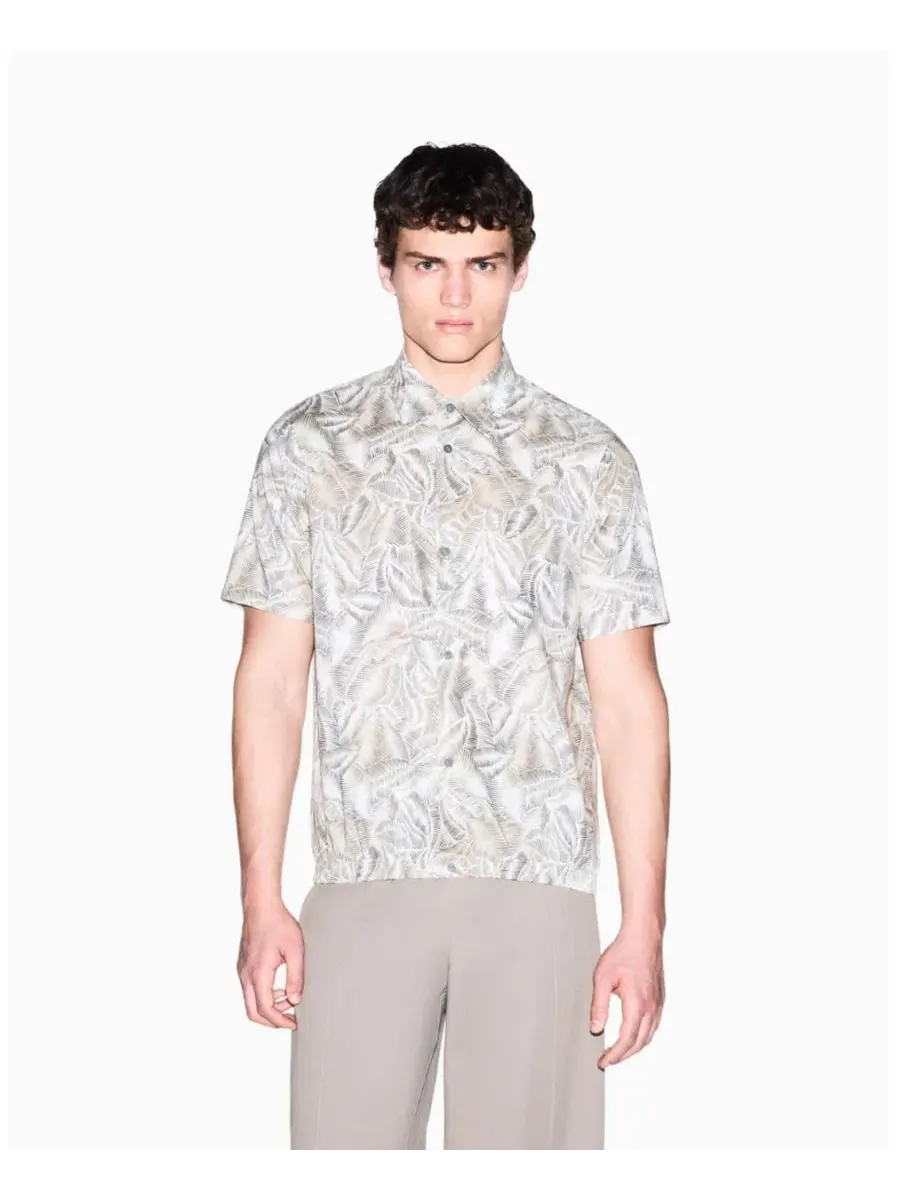 Мужская хлопковая рубашка IBIZA X с принтом в виде листьев на пуговицах A|X Armani Exchange