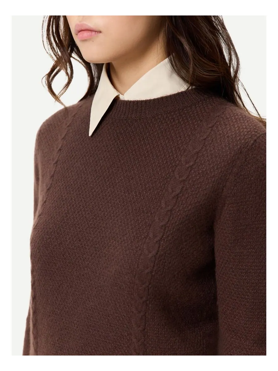 Женский укороченный кашемировый свитер с круглым вырезом Gobi Cashmere — изображение 4 из 7, черный