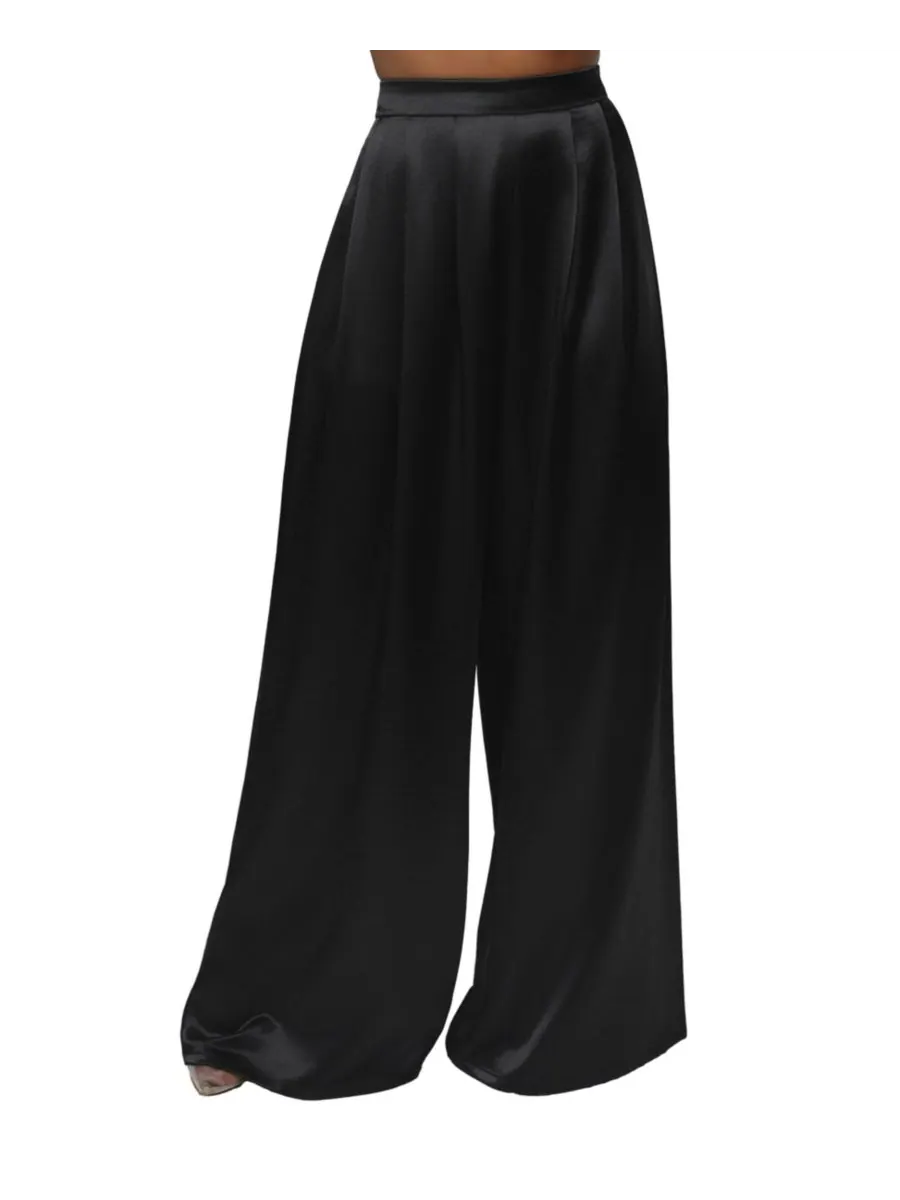 Женские плиссированные брюки Satin Bliss JLUXLABEL — изображение 1 из 9, черный