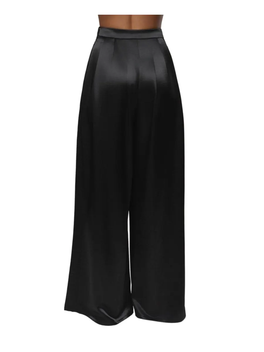Женские плиссированные брюки Satin Bliss JLUXLABEL — изображение 3 из 9, черный