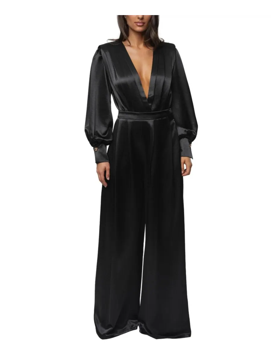 Женские плиссированные брюки Satin Bliss JLUXLABEL — изображение 4 из 9, черный