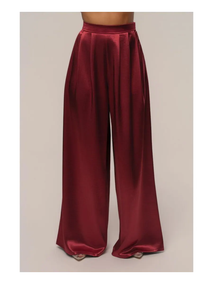 Женские плиссированные брюки Satin Bliss JLUXLABEL — изображение 1 из 8, красный