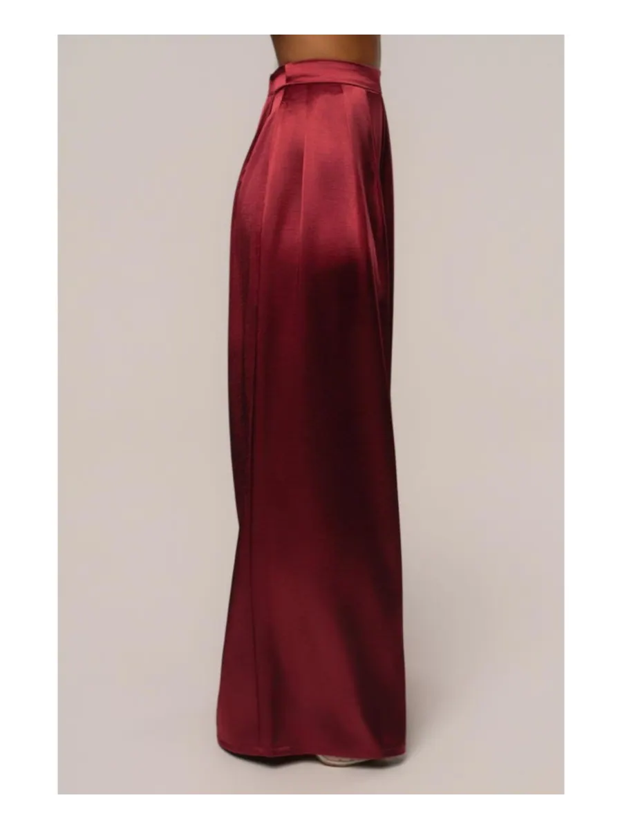 Женские плиссированные брюки Satin Bliss JLUXLABEL — изображение 2 из 8, красный