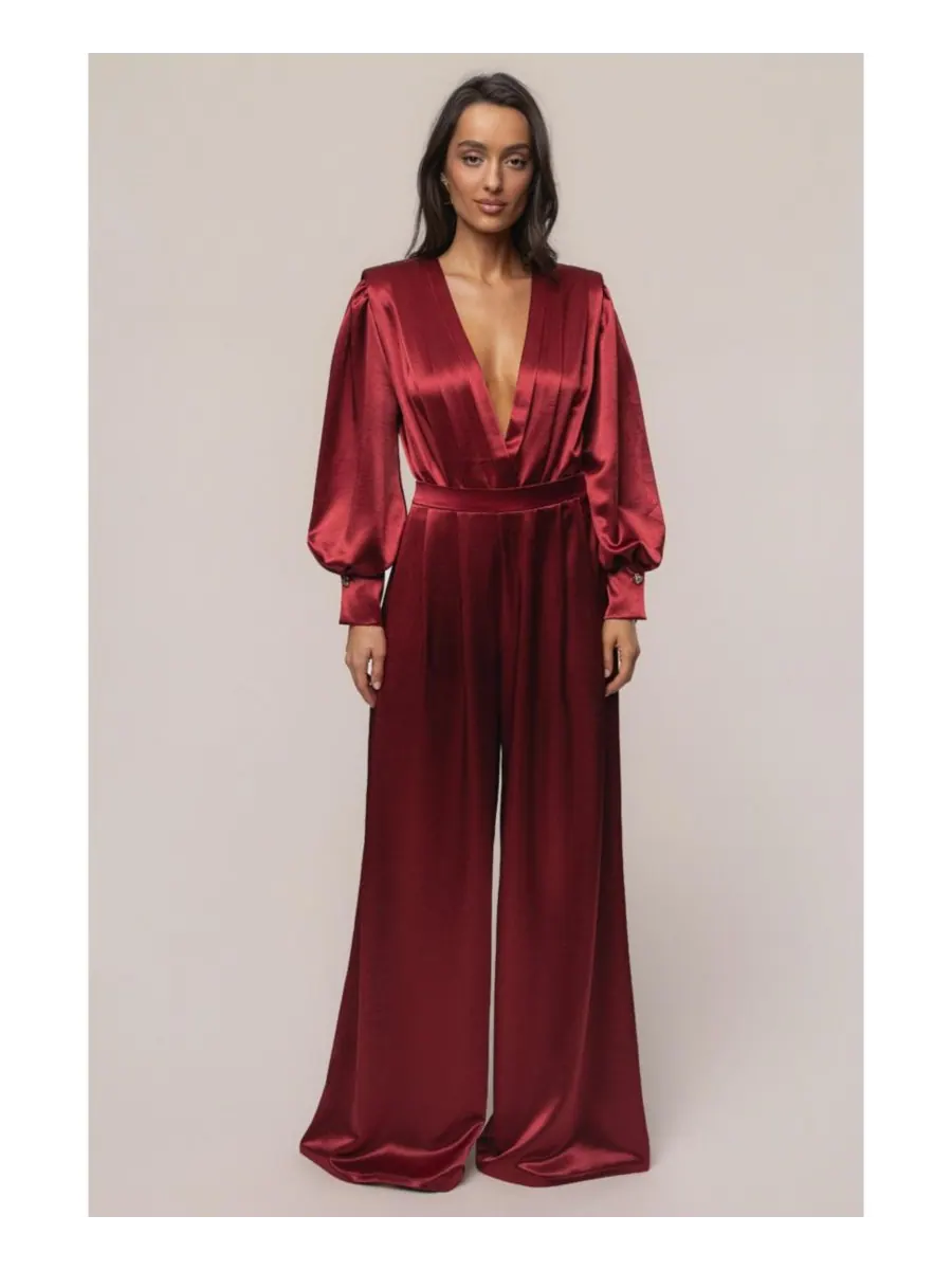 Женские плиссированные брюки Satin Bliss JLUXLABEL — изображение 5 из 8, красный