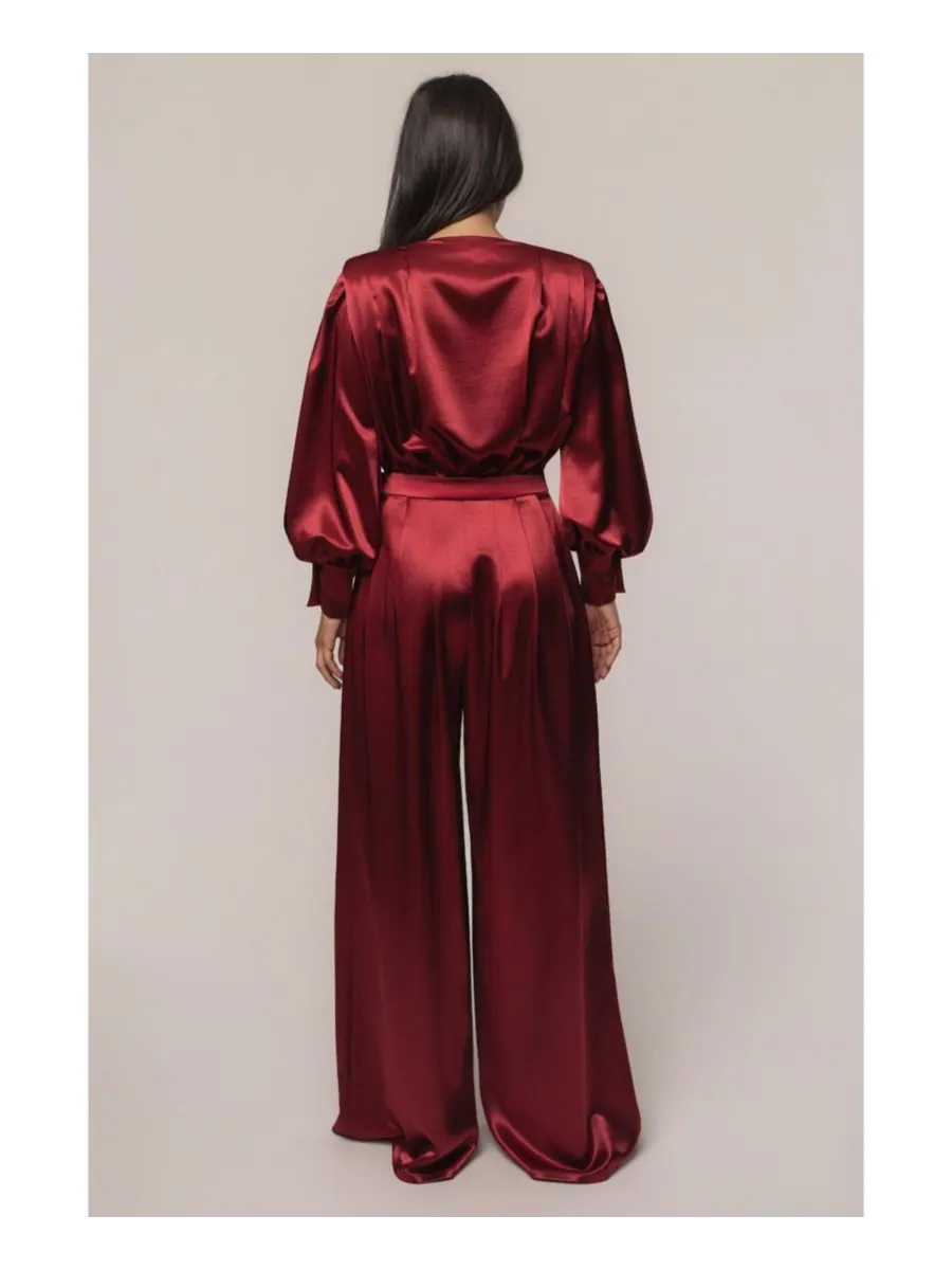 Женские плиссированные брюки Satin Bliss JLUXLABEL — изображение 8 из 8, красный