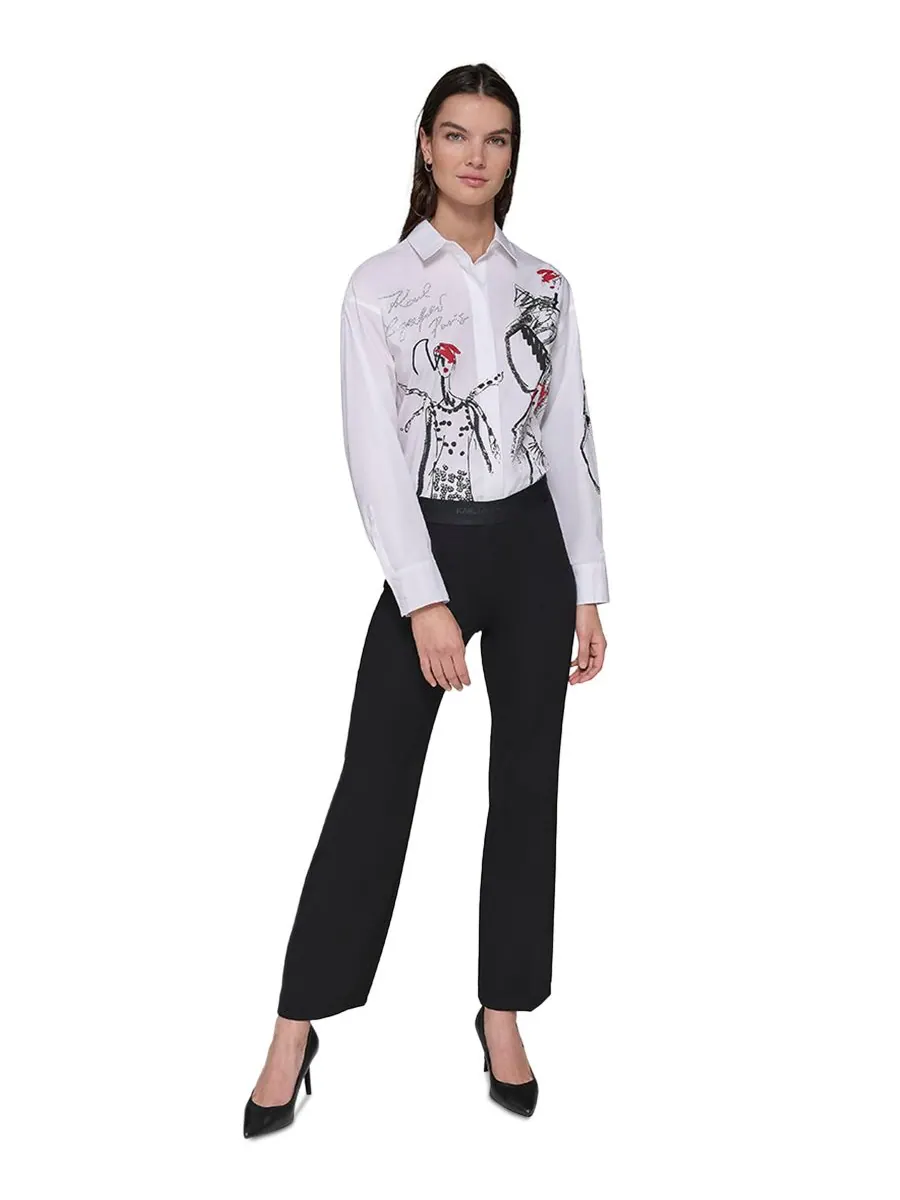Женские брюки-клеш без шнуровки KARL LAGERFELD PARIS — изображение 4 из 5, черный