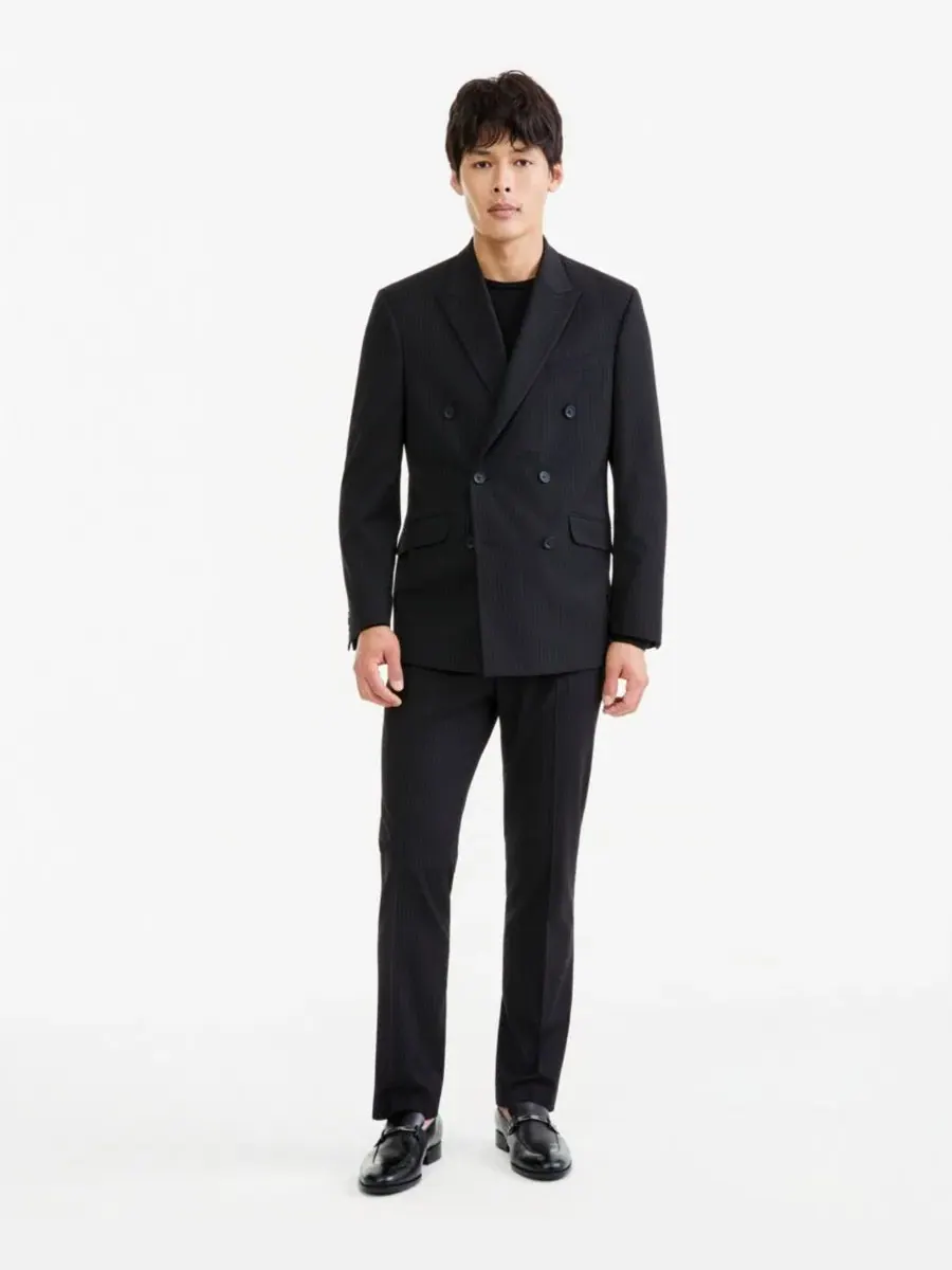 Пиджак мужской Kenneth Cole Reaction Slim в полоску — изображение 4 из 4, черный