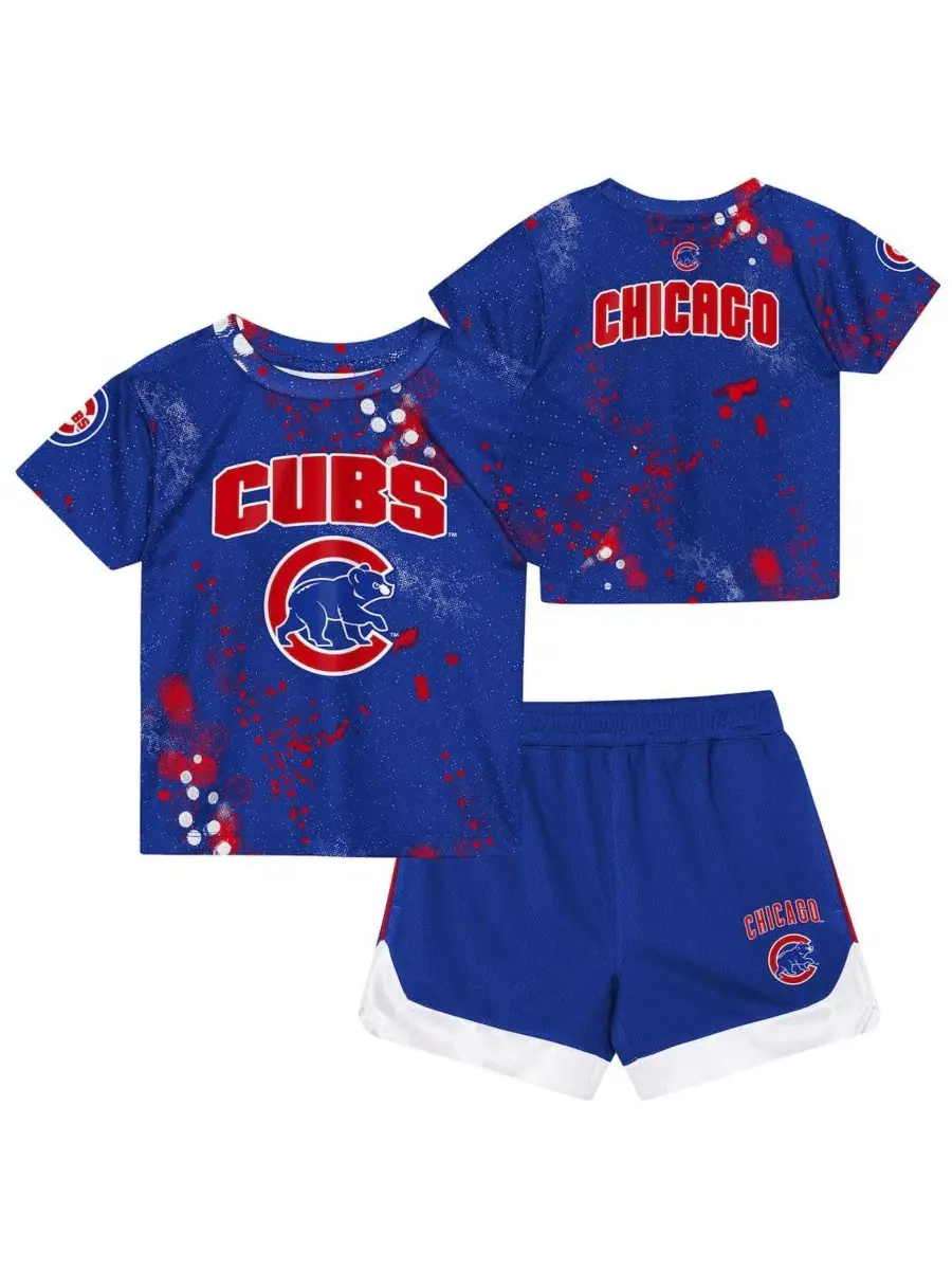 Комплект из футболки и шорт для фанатов Chicago Cubs, с принтом Outerstuff — синий