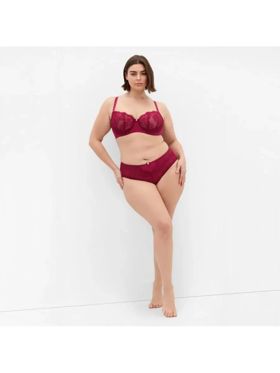 Бюстгальтер с чашками на косточках Poppy Demi Underwire Bra CITY CHIC — изображение 3 из 5, красный