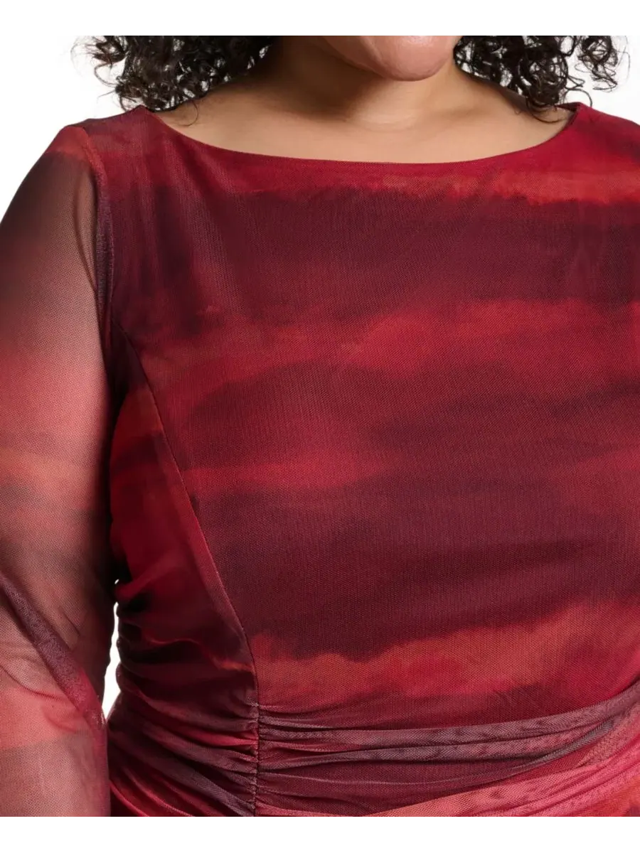Платье-миди из сетки с принтом Plus Size Vince Camuto — изображение 4 из 5, мульти