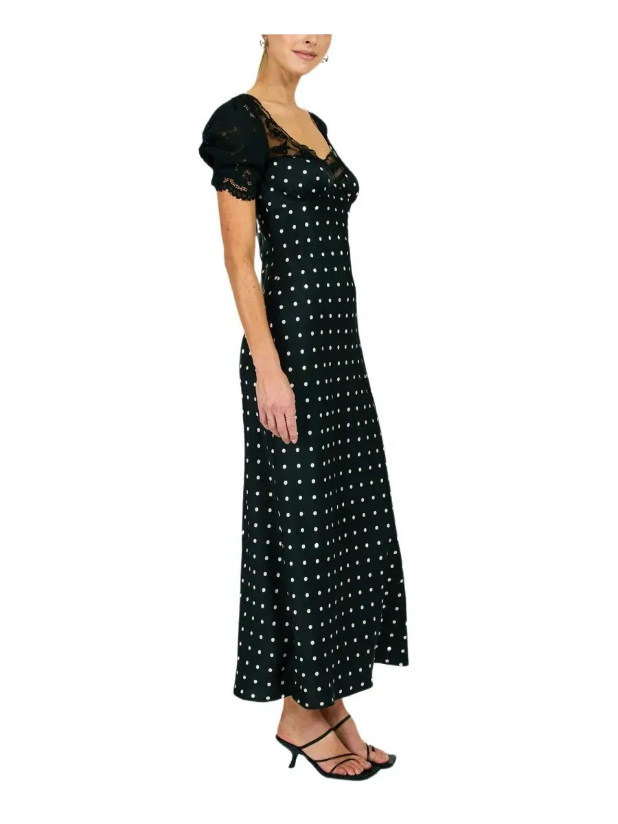 Макси-платье с принтом в горошек Sophie Polka Dot Line & Dot — изображение 3 из 5, черный