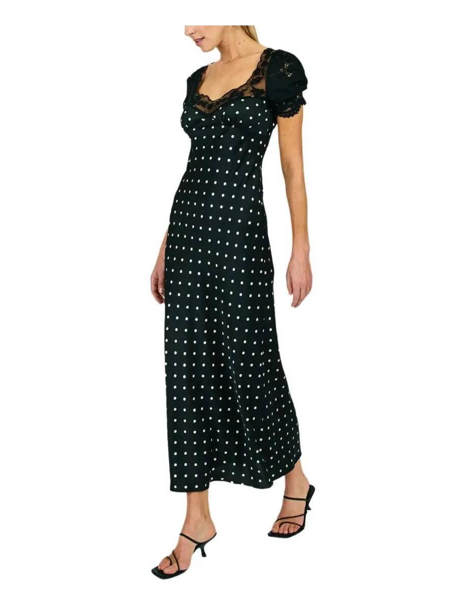 Макси-платье с принтом в горошек Sophie Polka Dot Line & Dot — изображение 4 из 5, черный