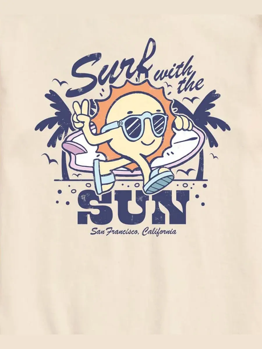 Футболка с коротким рукавом с принтом Surf With The Sun AIRWAVES — изображение 3 из 3, бежевый