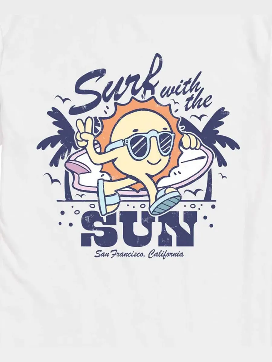 Футболка с принтом Surf With The Sun AIRWAVES — изображение 3 из 3, белый
