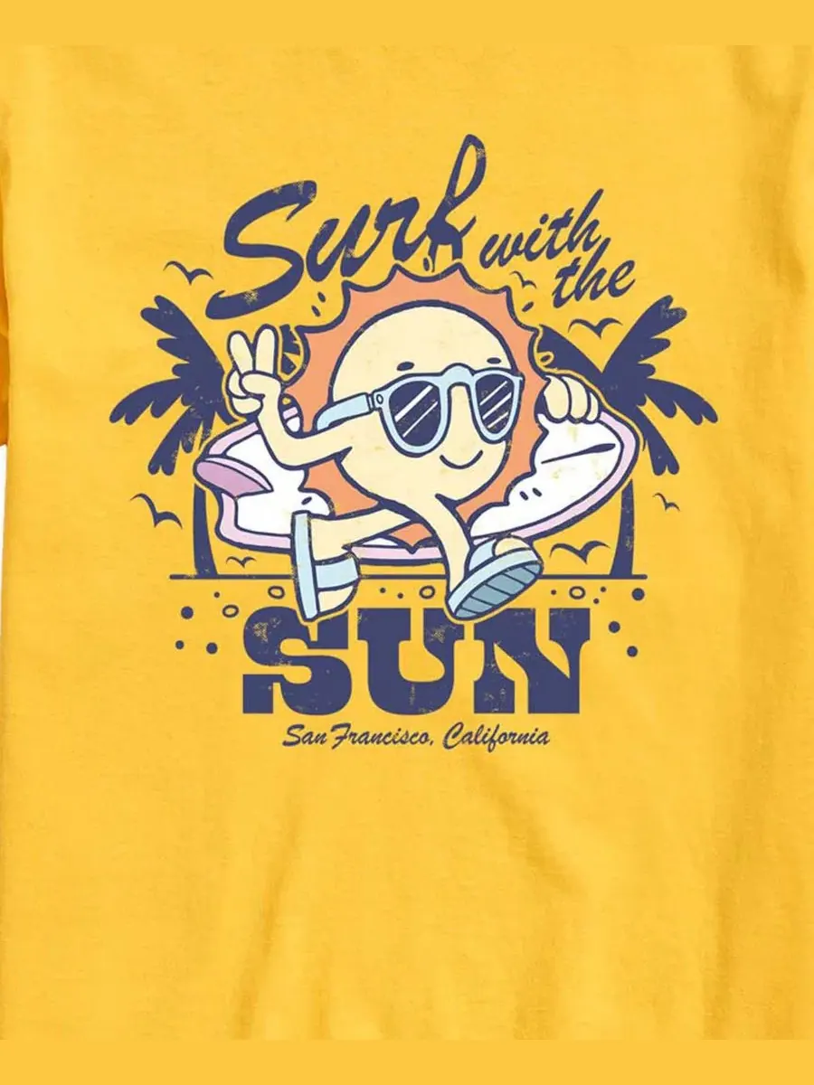 Футболка с принтом Surf With The Sun AIRWAVES — изображение 3 из 3, желтый