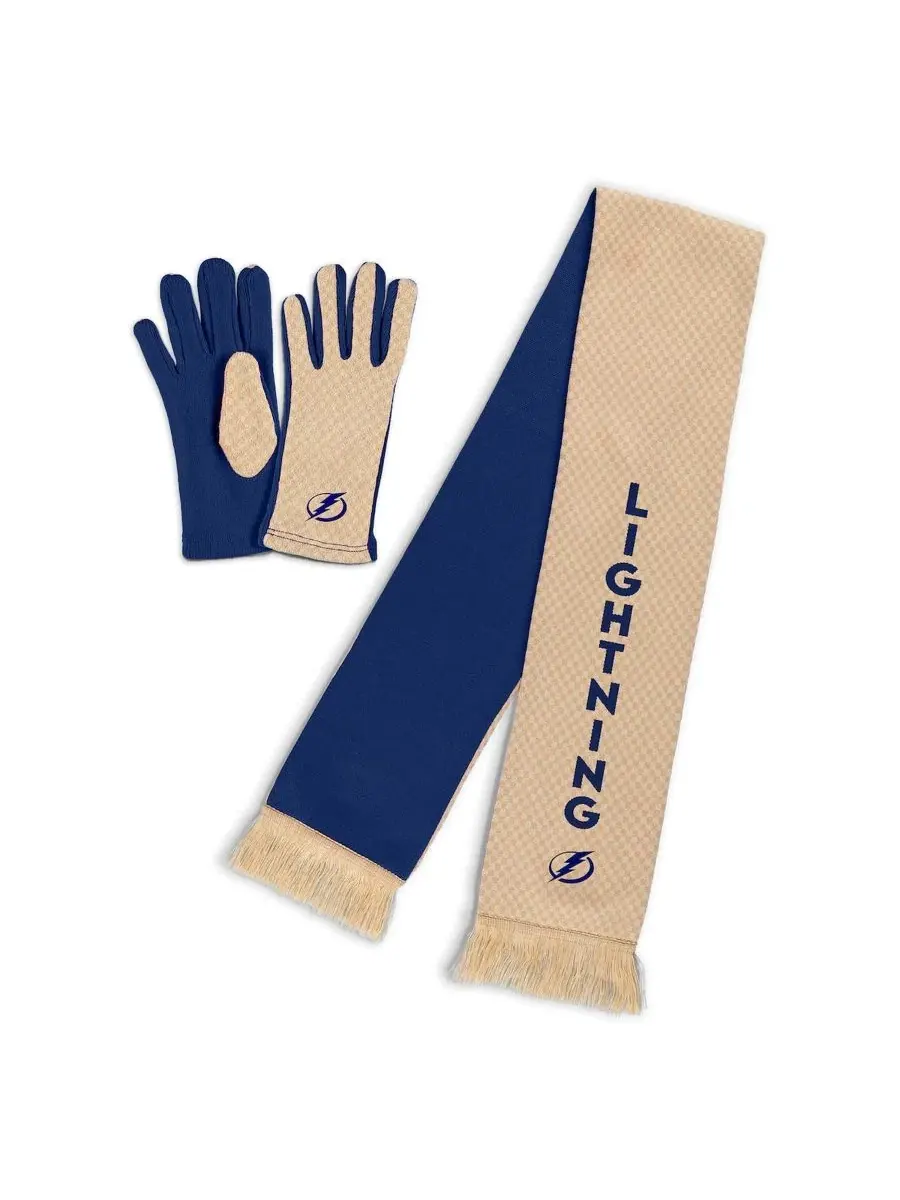 Комплект из шарфа и перчаток Tonal Microcheck с вышитым логотипом Tampa Bay Lightning WEAR by Erin — изображение 1 из 3