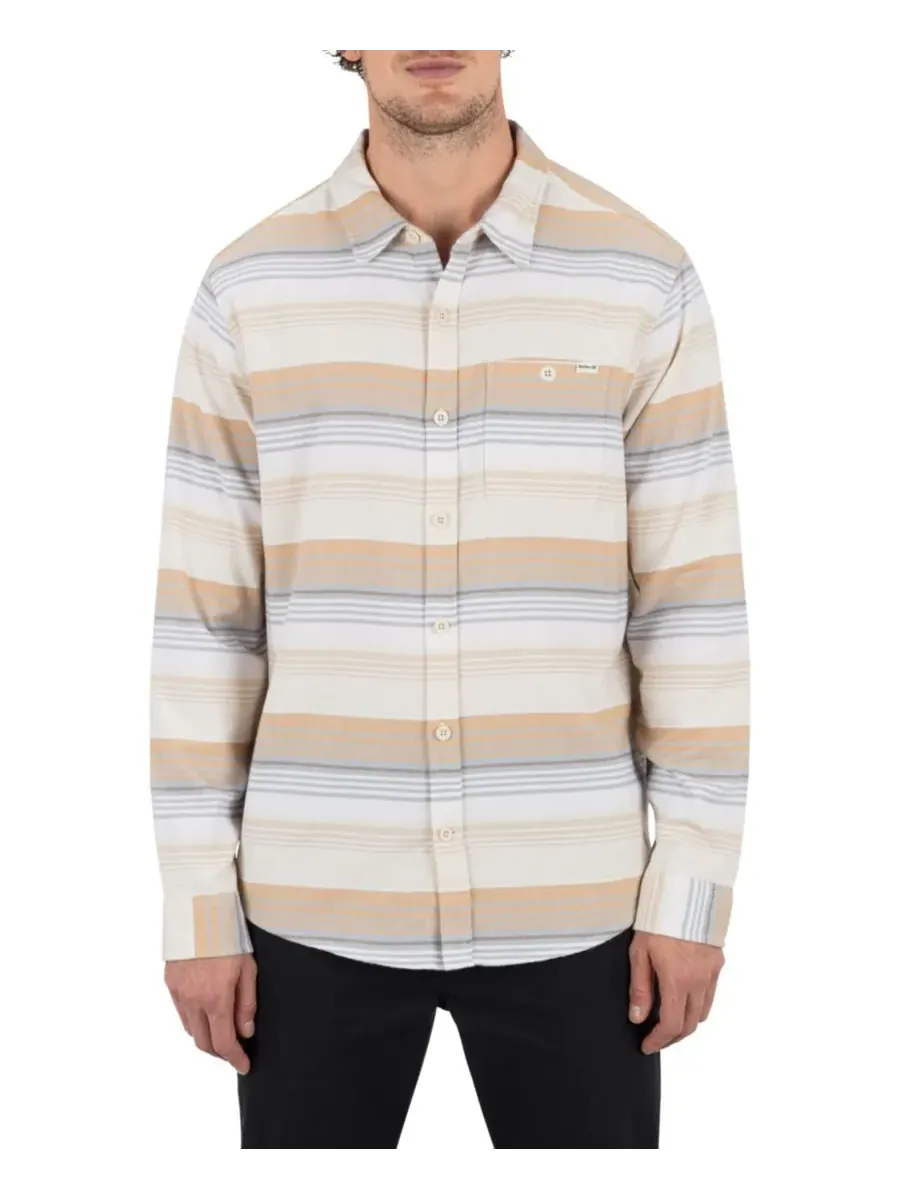 Мужская эластичная рубашка Portland Stripe Hurley — изображение 1 из 4, светлый бежевый/белый