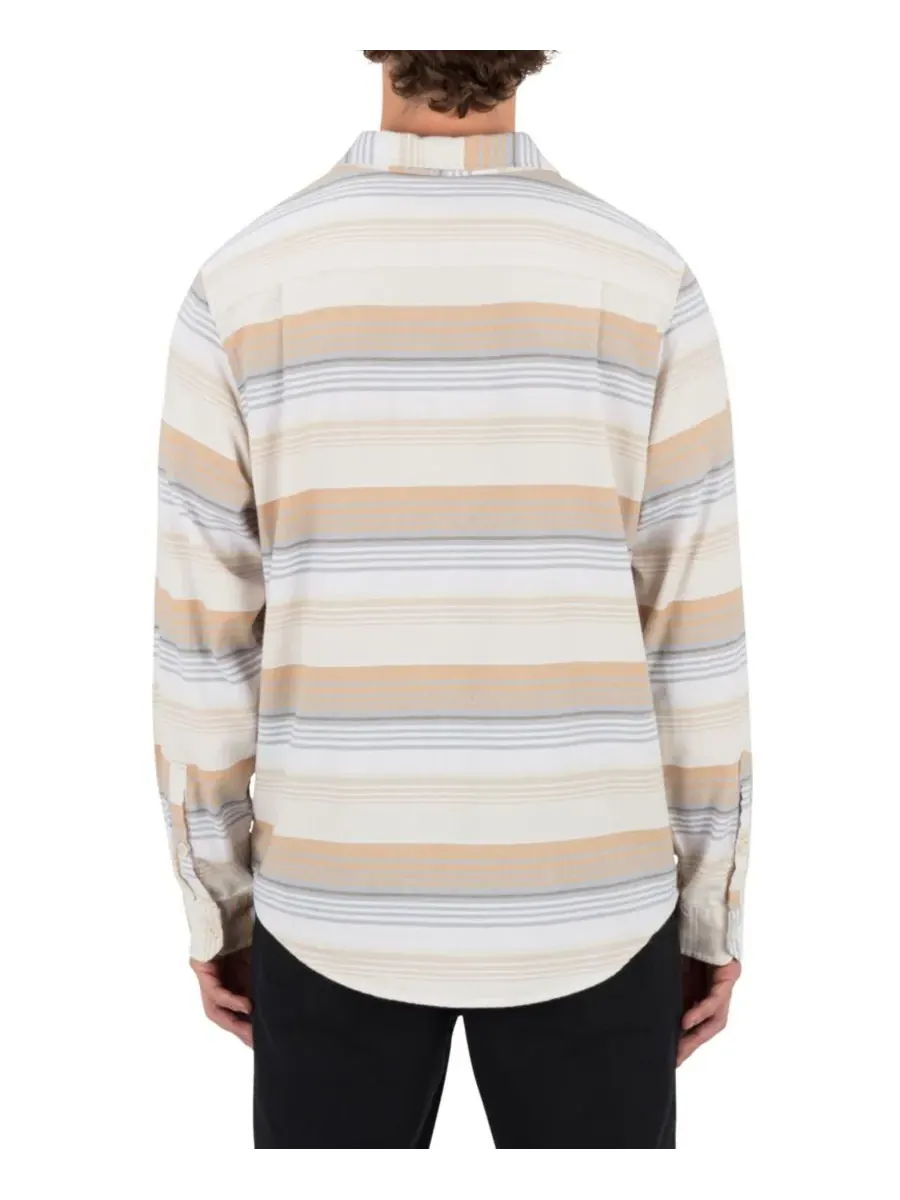 Мужская эластичная рубашка Portland Stripe Hurley — изображение 2 из 4, светлый бежевый/белый